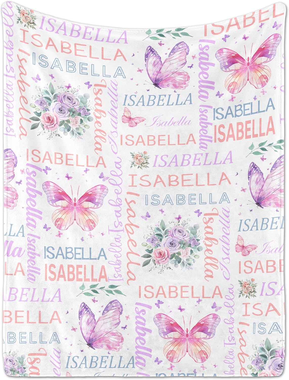 PUREFLY Personalized Baby Blanket- Printed in USA-Custom Baby Blanket with Name for Girls and Boys, Super Soft Plush Fleece, Personalized Baby Gifts