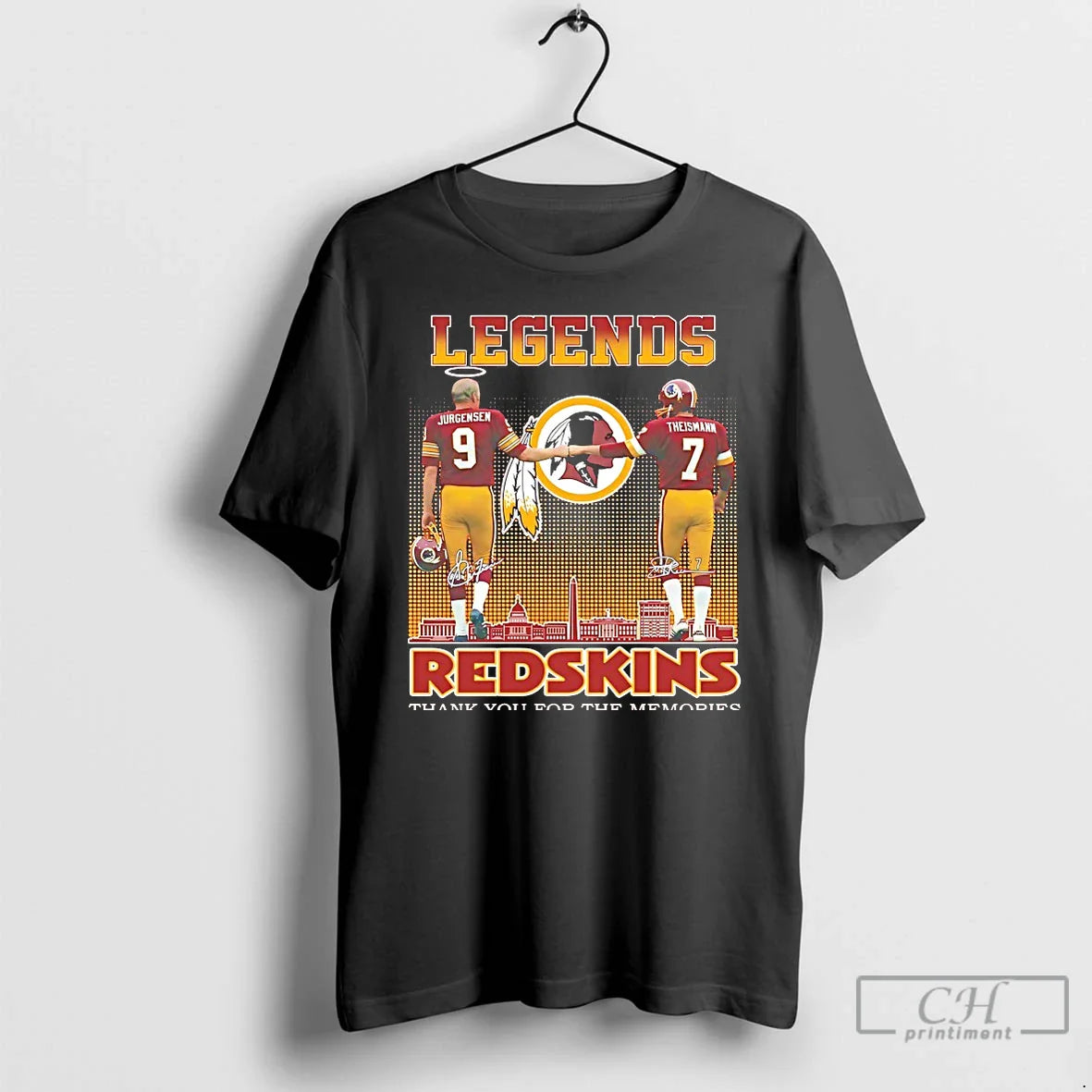 Classic Sonny Jurgensen And Joe Theismann Legends Redskins Thank You For The Memories T Shirts