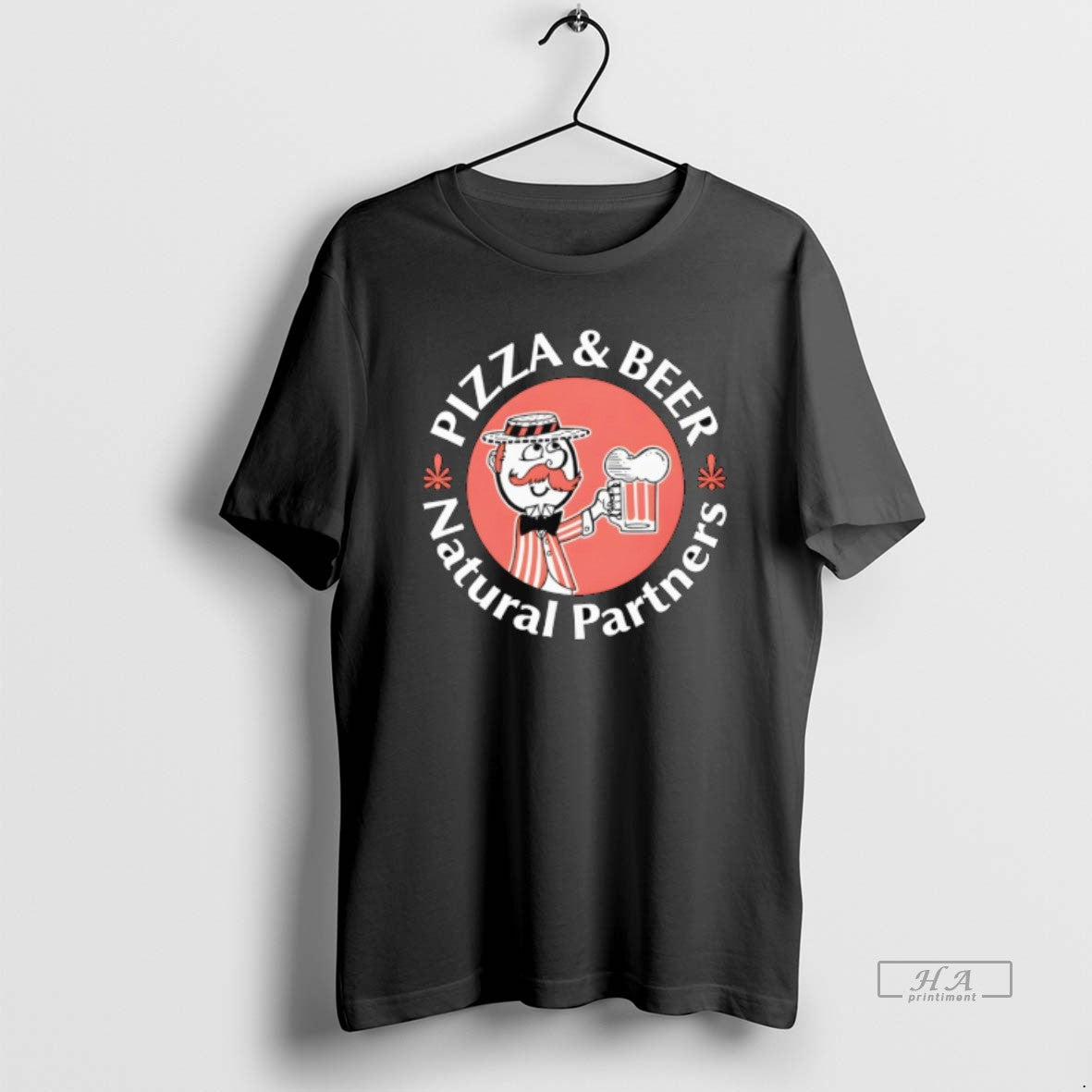 Official Men Holding Beer Pizza And Beer Natural Partners