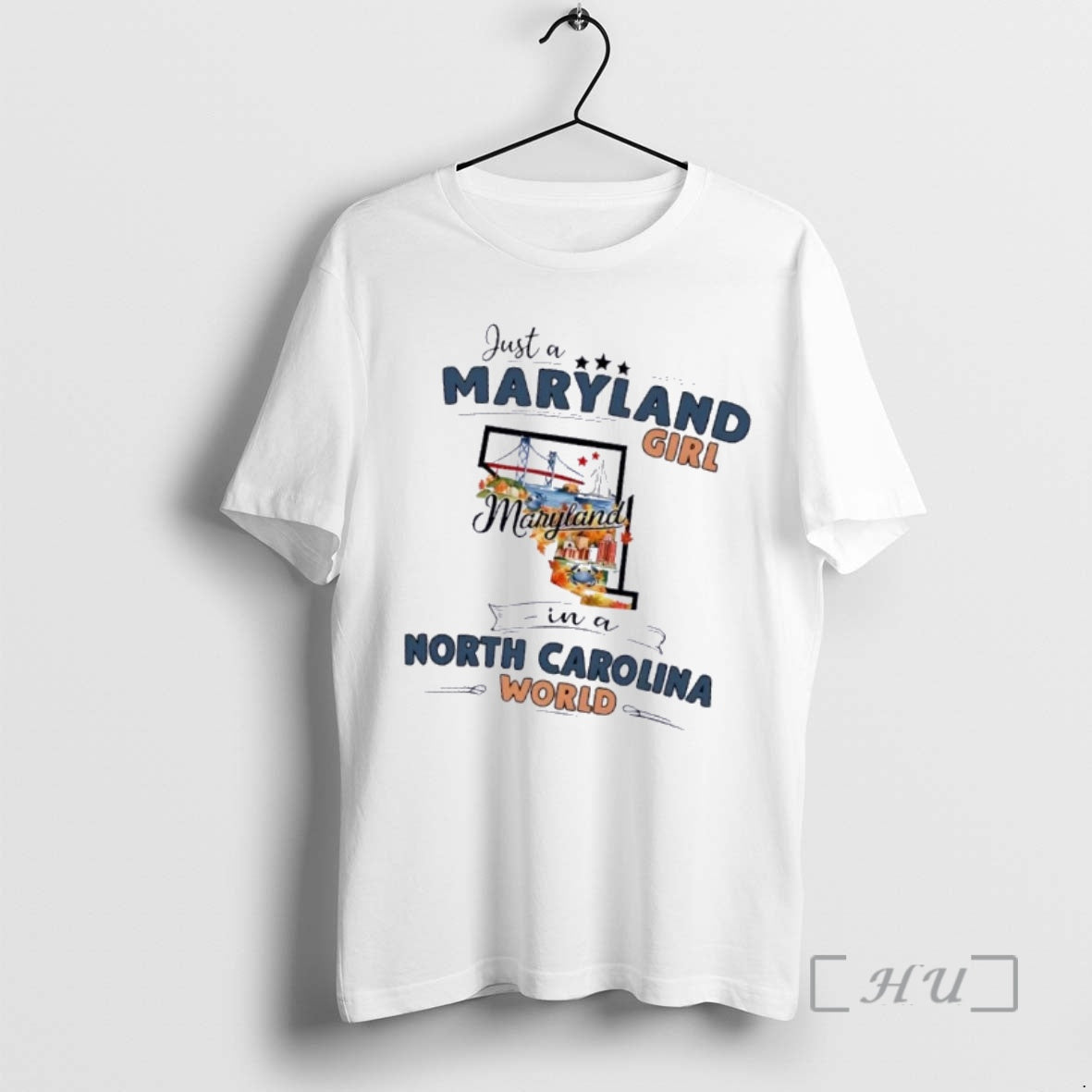 Officials Just A Maryland Girl Girl In A North Carolina World Map Premium T Shirts