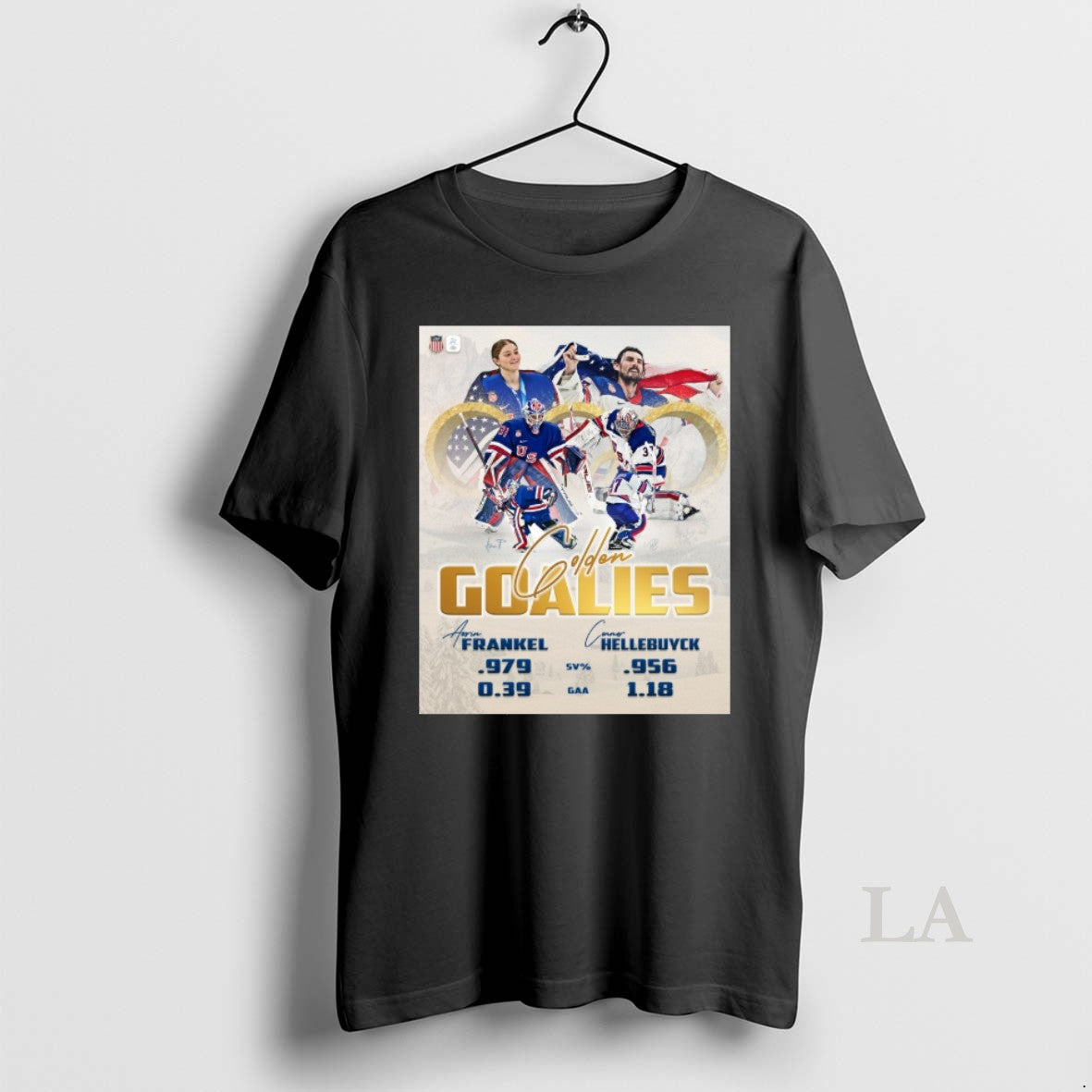 Original Golden Goalies Aerin Frankel Womens Team And Connor Hellebuyck Mens Team