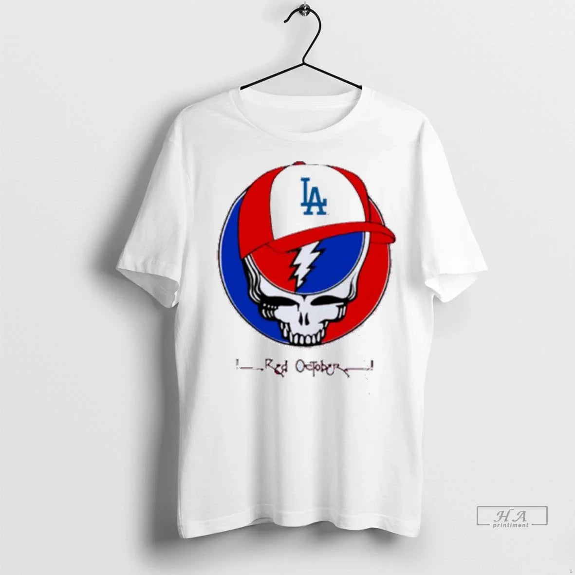 Trendy Officials Los Angeles Dodgers Grateful Dead Red October Mlb Wild Card Shirt Sweater