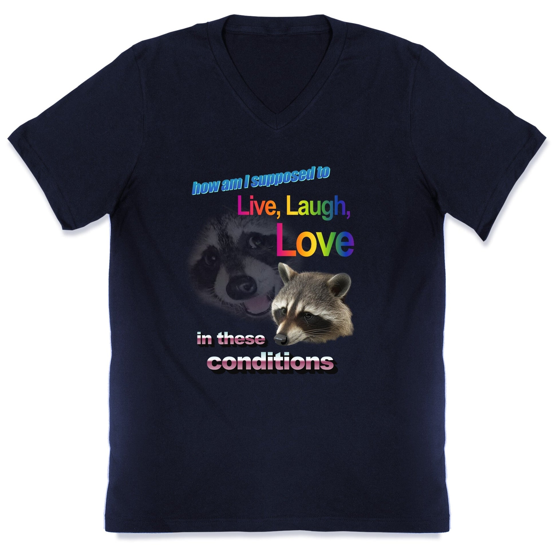 Live Laugh Love Raccoon V-Neck