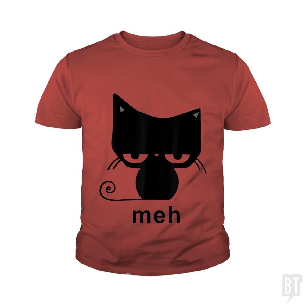 Meh Black Cat Funny  Kids Shirt