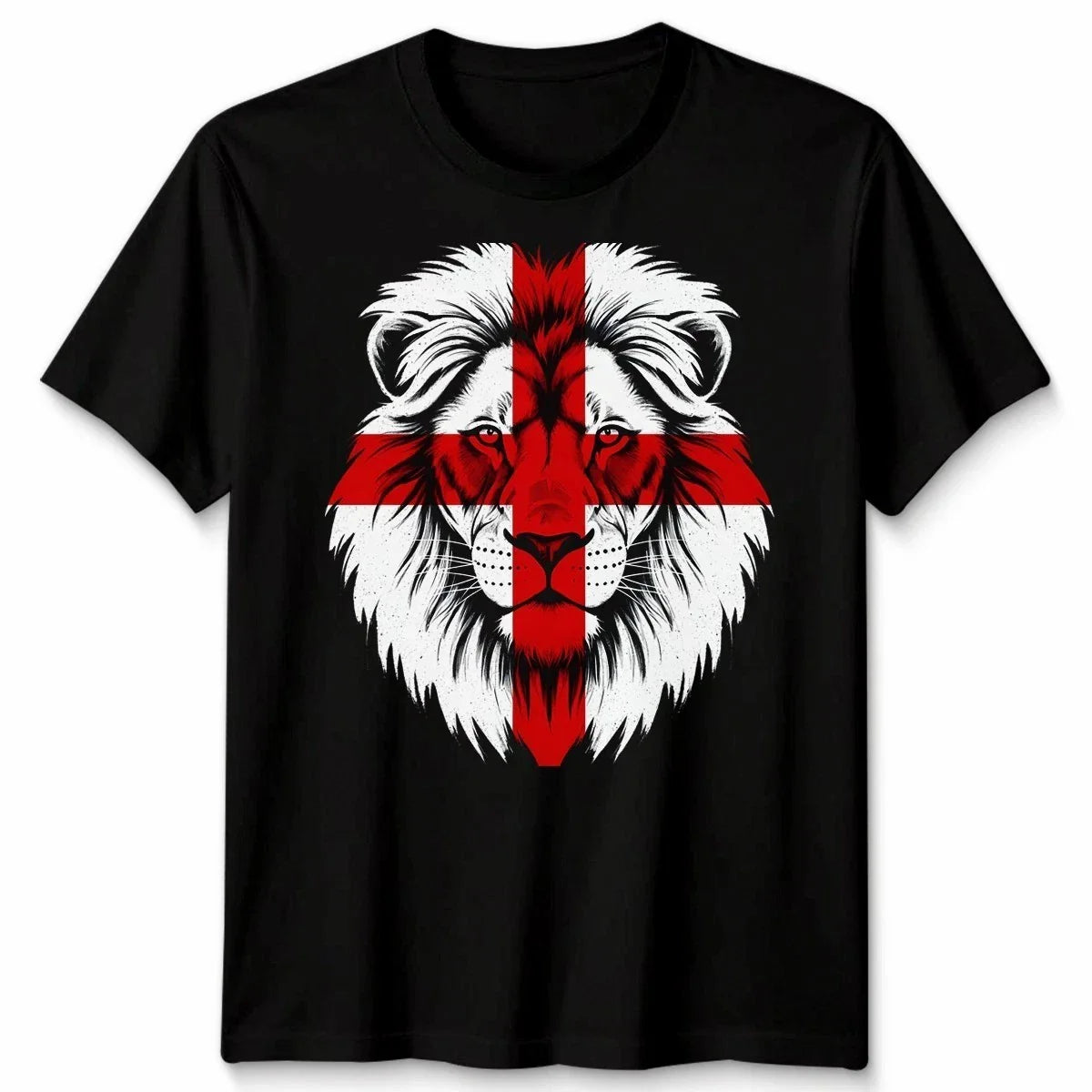 England Lion T-Shirt St George Cross Flag British Pride Mens Graphic Tee Black