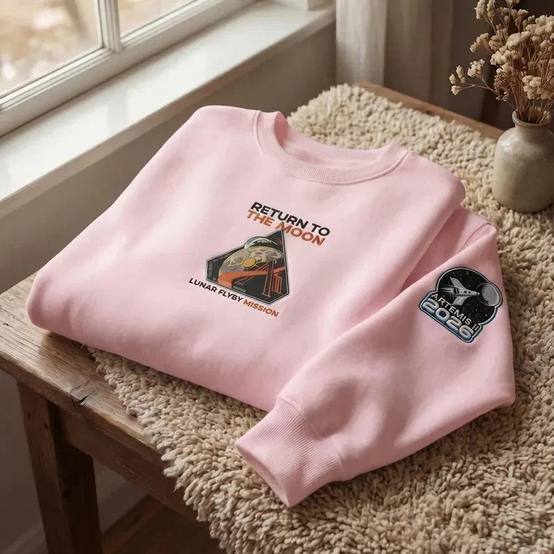 Artemis II 2026 Embroidered Sweatshirt | Return to the Moon Lunar Flyby Mission
